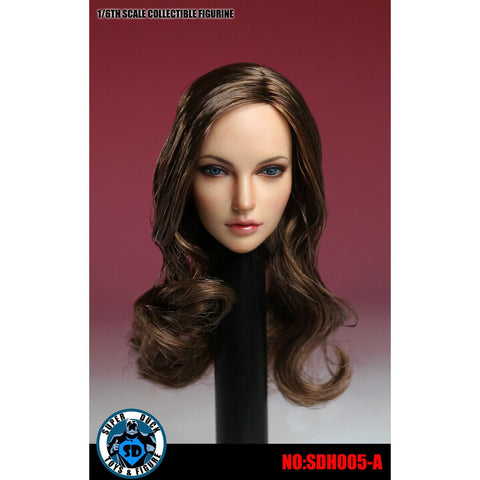 SUPER DUCK: SDH005-A Long Wavy Brown Hair Female Head