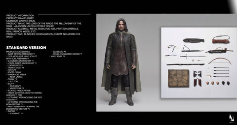 INART 1/6 Lord of the Rings,Collectible Action Figure Protector Ring Bearer of Aragon Standard Edition Ag-A005S1